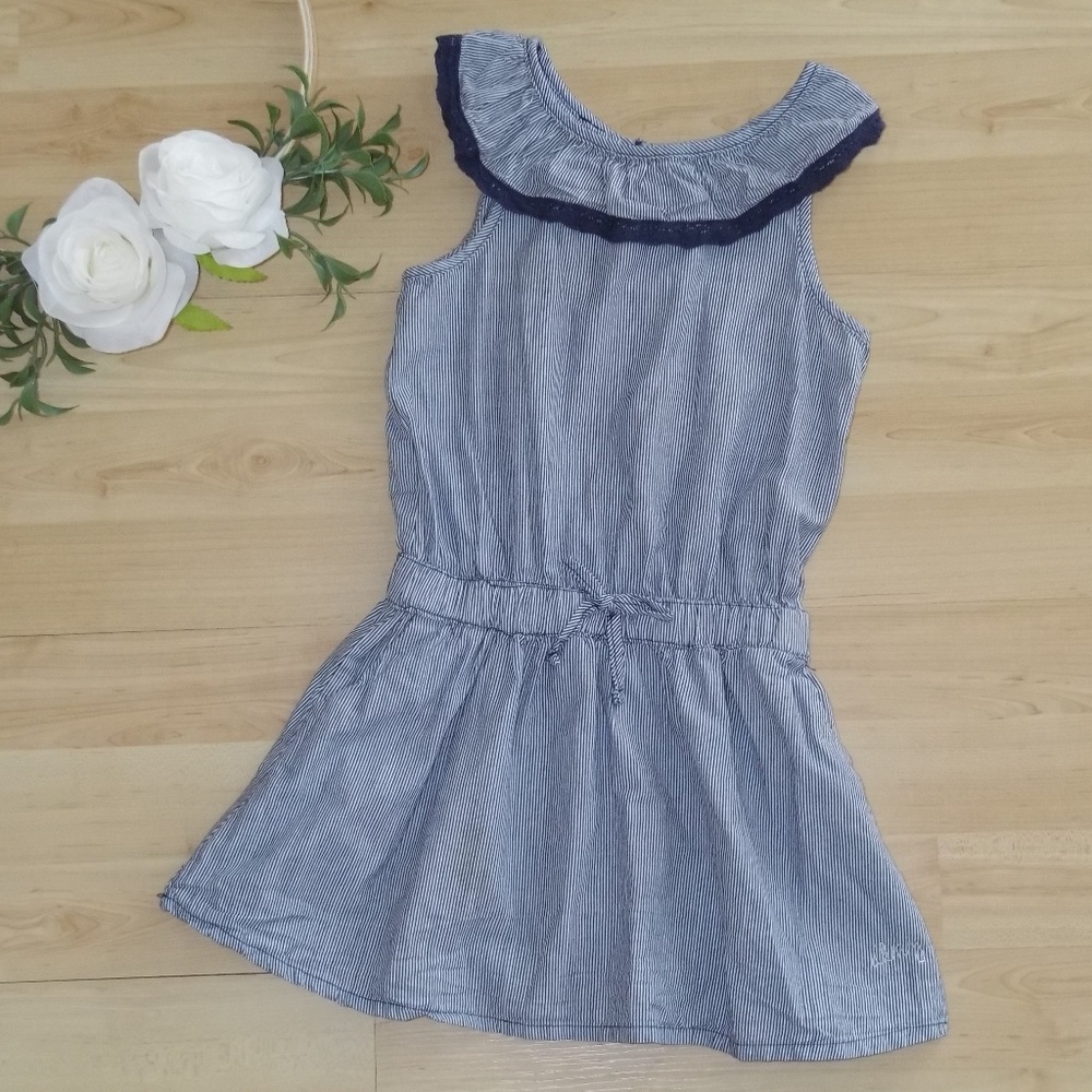 DKNY Girls Navy & White Striped Dress Size 5